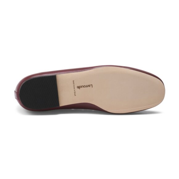LARROUDE Burgundy Made In Brazil Leather Meghan Broderie Flats - Picture 3 of 3